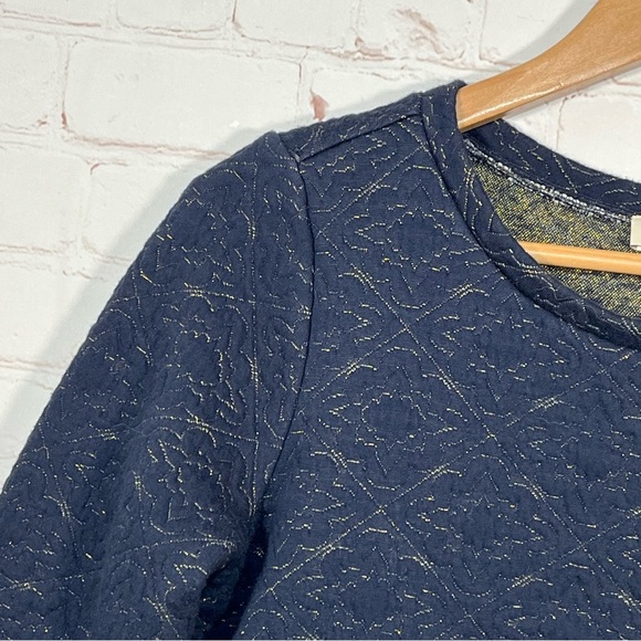 LOFT Petites 3/4 Sleeve Textured Sweater Women’s Size Small Petite Blue Metallic - Picture 3 of 10